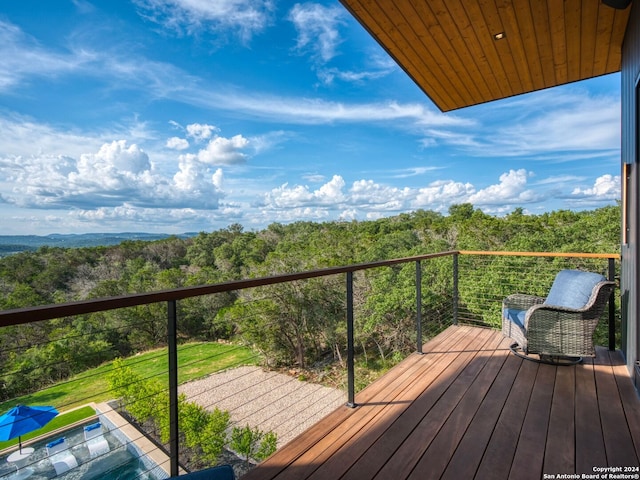 balcony with a wooded view