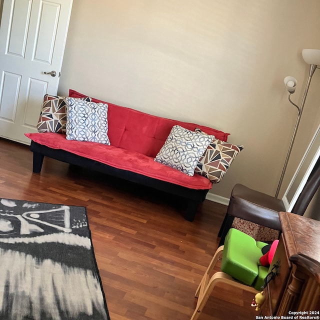 living room featuring dark hardwood / wood-style floors