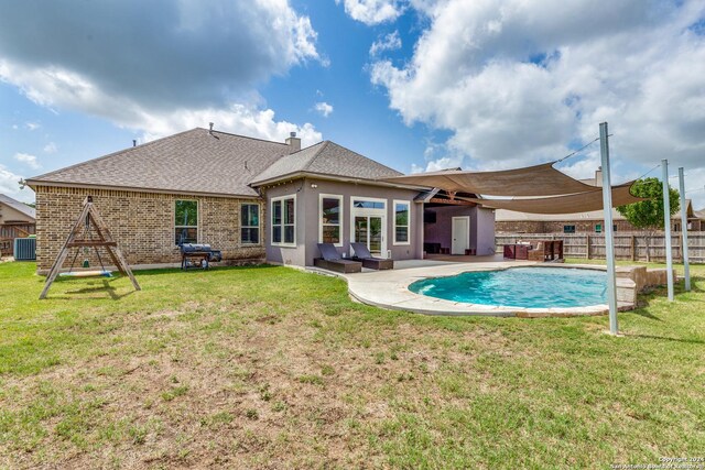 3218 Lilly Flower, San Antonio, TX 78253 - rear view of house with a patio, roof with shingles, cooling unit, and stucco siding
