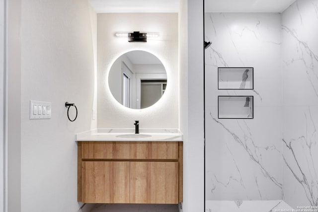 218 Pinckney St, San Antonio, TX 78209 - bathroom with a marble finish shower and vanity