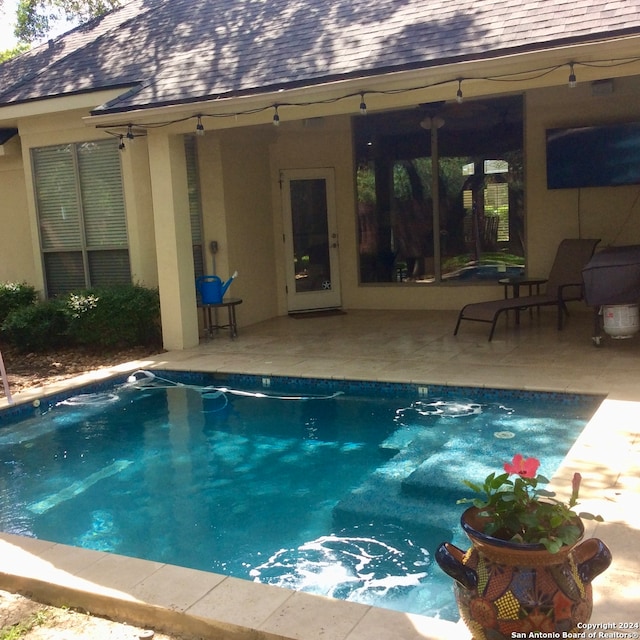 view of swimming pool featuring a patio