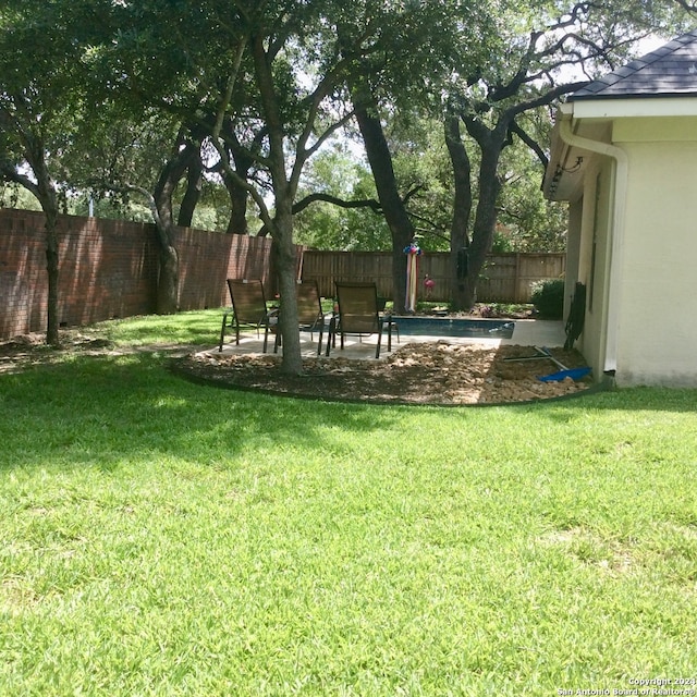 view of yard with a pool