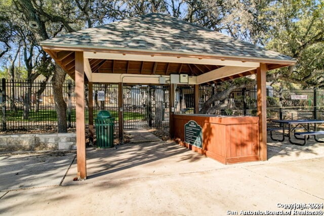 view of patio / terrace featuring a gazebo