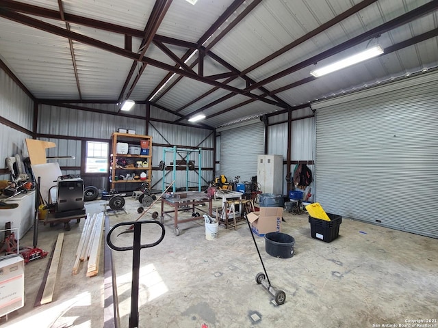 garage featuring metal wall