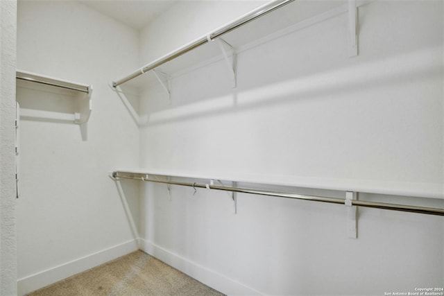 spacious closet with light colored carpet