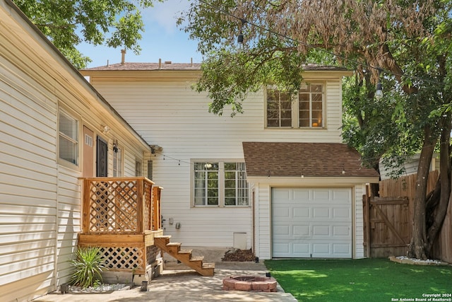 exterior space featuring a garage