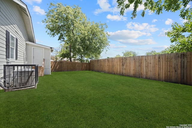 view of yard with a fenced backyard