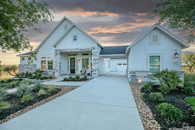 view of front of home featuring a garage