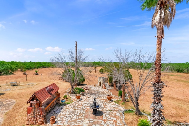 view of yard with a rural view