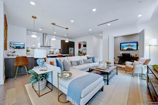 living room featuring light hardwood / wood-style floors