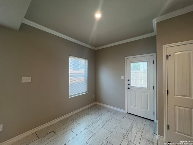 interior space with crown molding