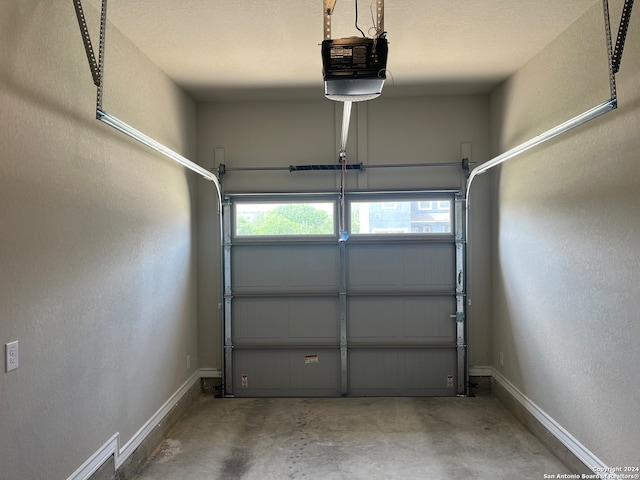 garage with a garage door opener