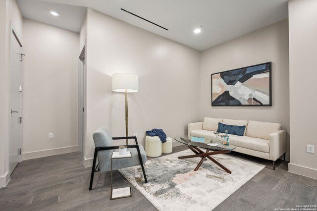 living area featuring light hardwood / wood-style flooring