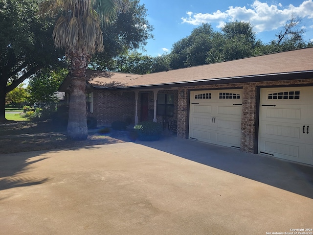 exterior space featuring a garage