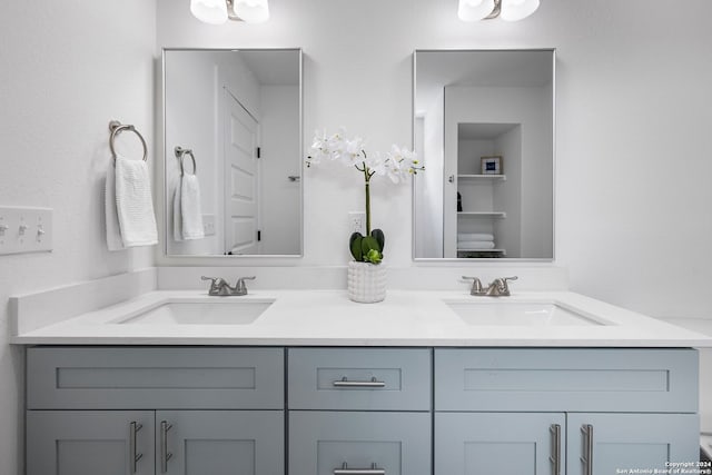 bathroom with dual bowl vanity