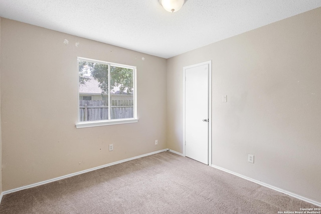 spare room featuring carpet floors and a textured ceiling