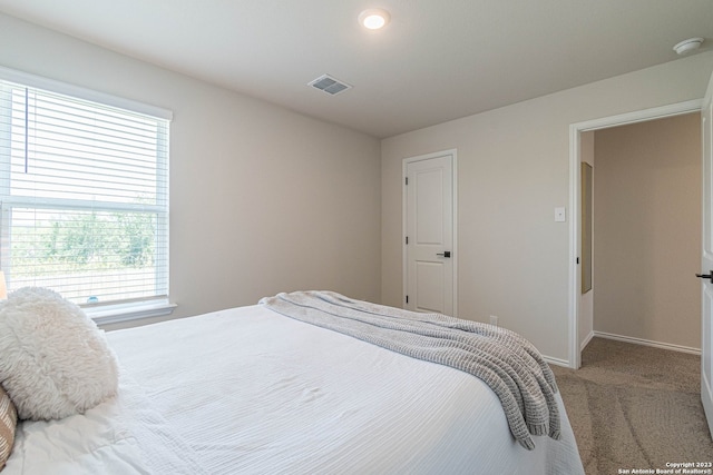 bedroom featuring carpet floors and multiple windows