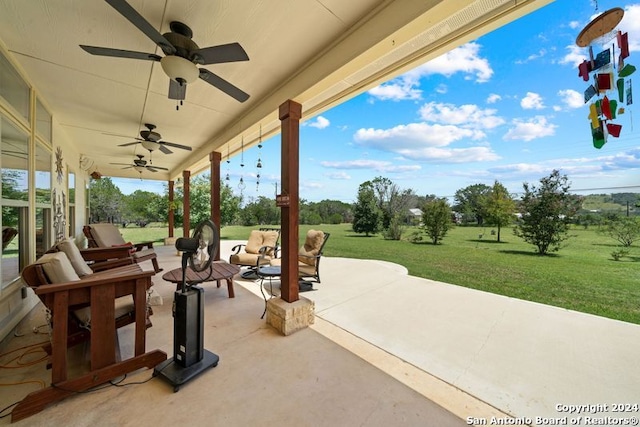 view of patio with ceiling fan