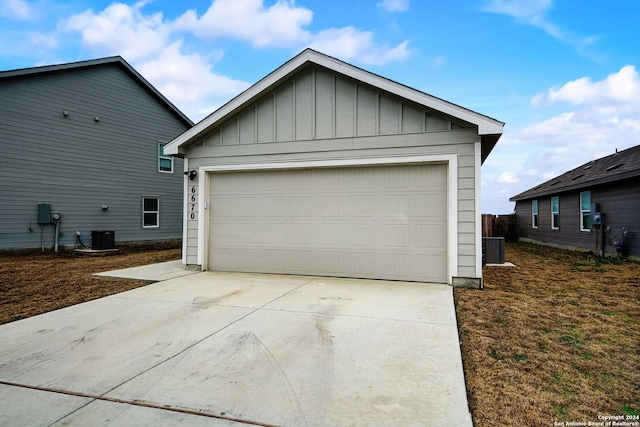 garage with central AC unit