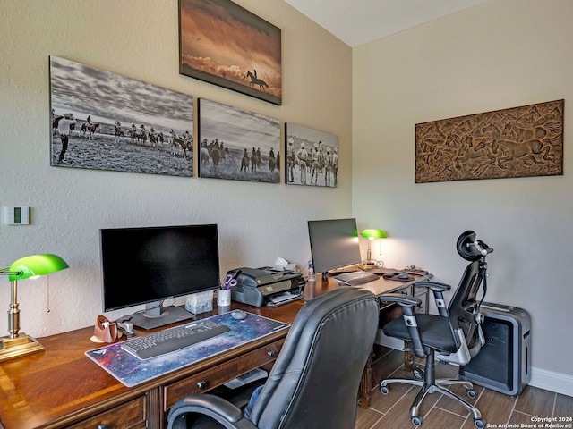 office featuring wood-type flooring