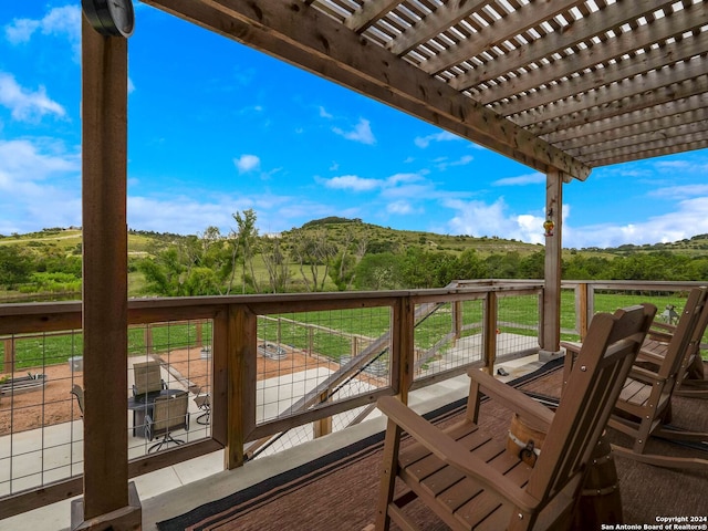 exterior space with a pergola