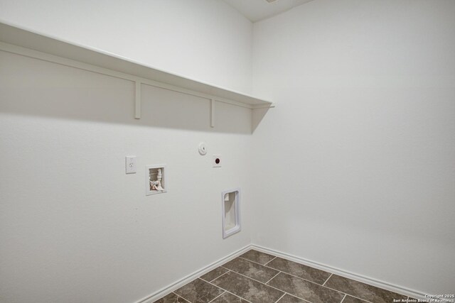 6934 Comanche Cave, San Antonio, TX 78233 - laundry room featuring hookup for an electric dryer, baseboards, washer hookup, hookup for a gas dryer, and laundry area