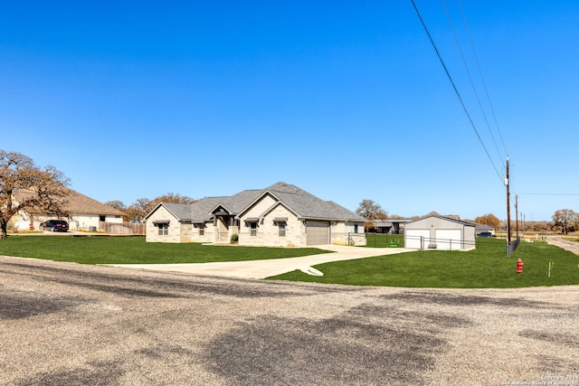 french provincial home featuring a front lawn