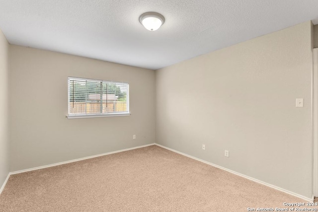 unfurnished room with carpet and a textured ceiling