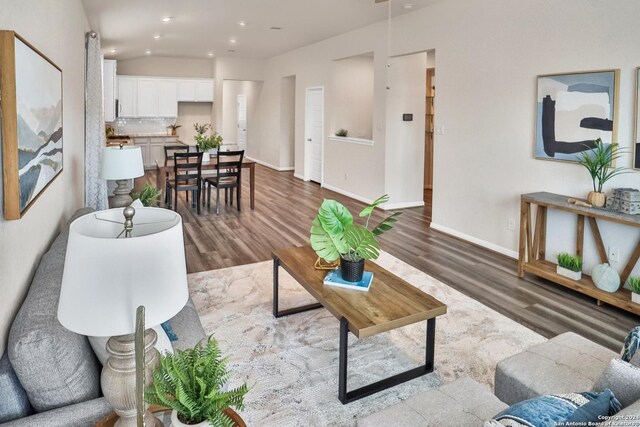 living room with wood-type flooring