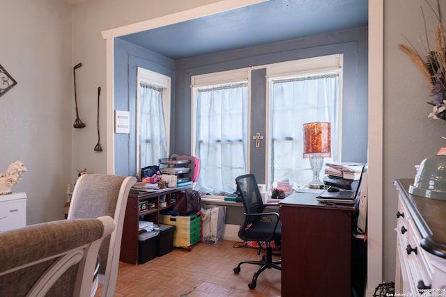 office space featuring light parquet floors