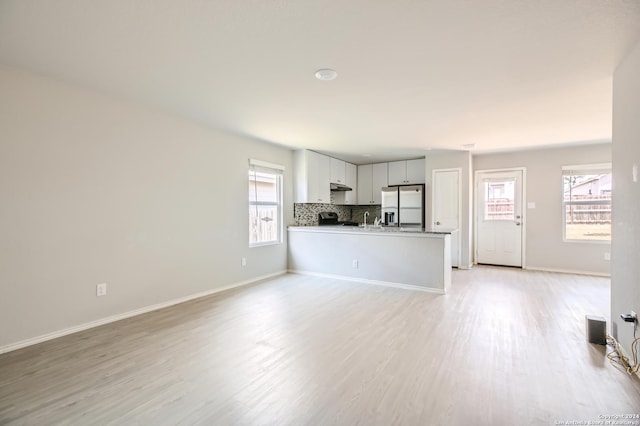 unfurnished living room with light hardwood / wood-style flooring