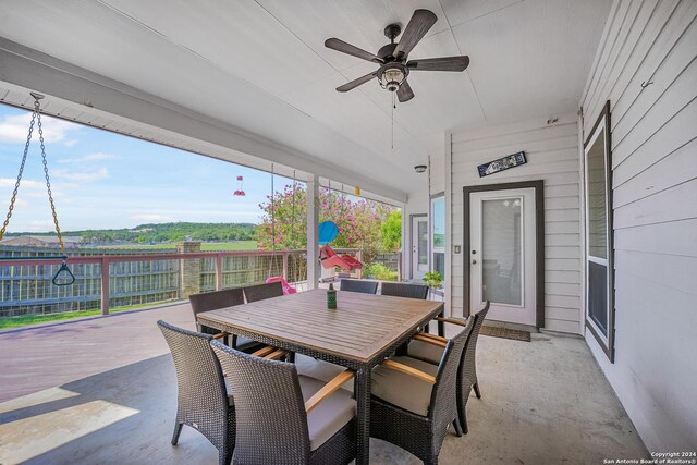 view of patio with ceiling fan