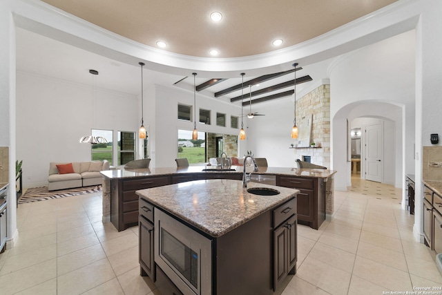 spare room featuring light colored carpet, a healthy amount of sunlight, and a tray ceiling