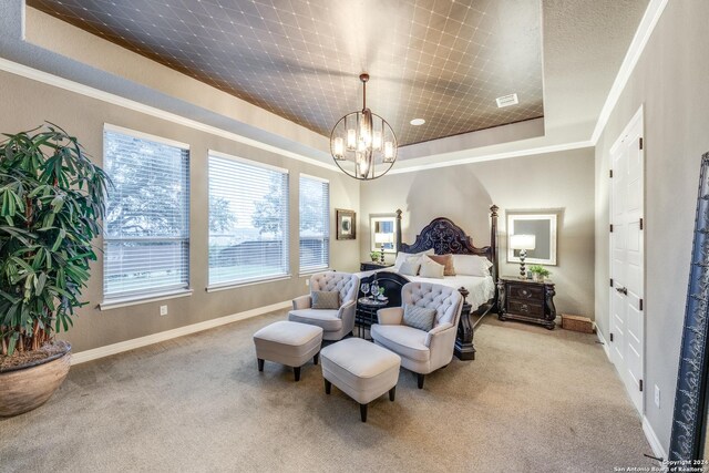 sitting room featuring plenty of natural light, crown molding, and a chandelier