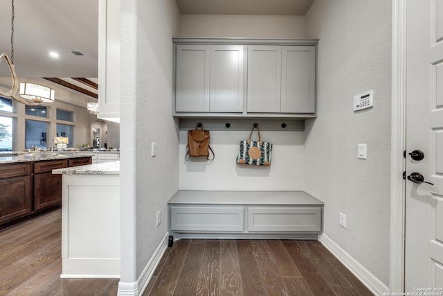 mudroom featuring dark hardwood / wood-style floors