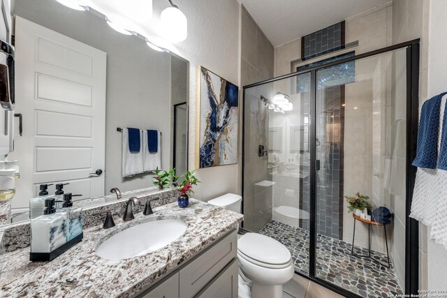 bathroom with tile patterned flooring and separate shower and tub