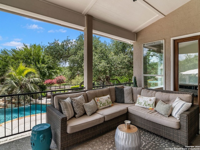 view of patio / terrace featuring a balcony