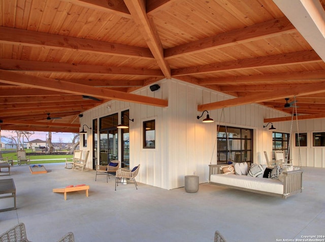 view of patio with ceiling fan