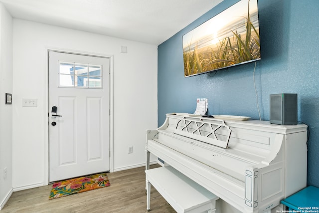 foyer with light hardwood / wood-style floors