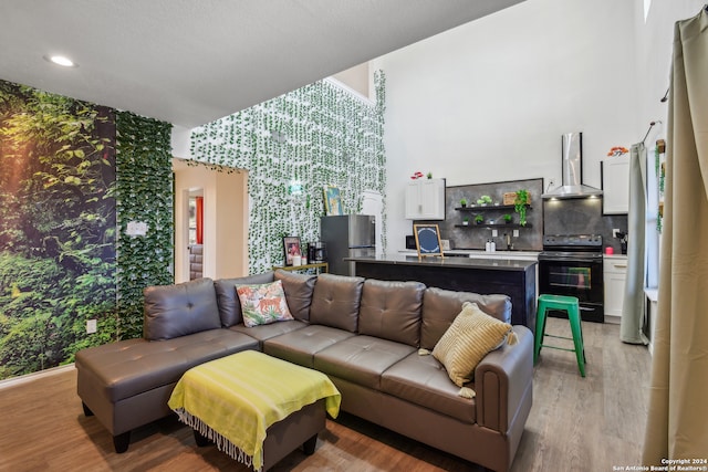 living room featuring light hardwood / wood-style floors