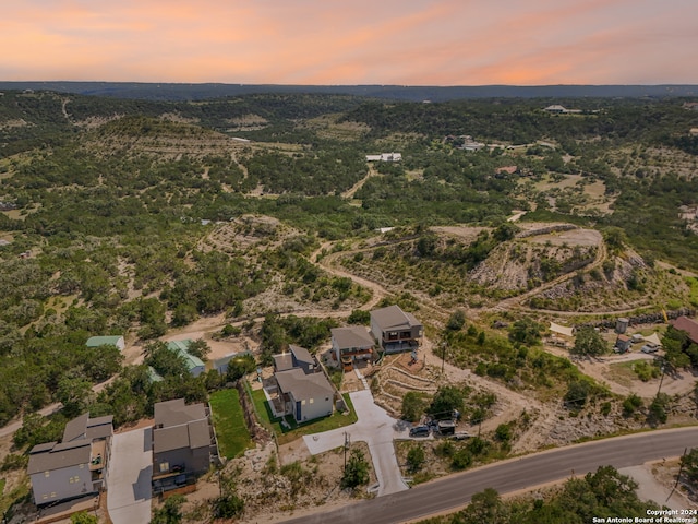 view of aerial view at dusk