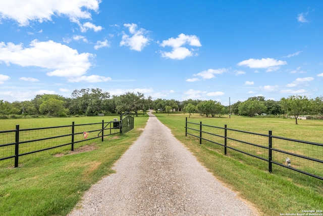 view of street with a rural view