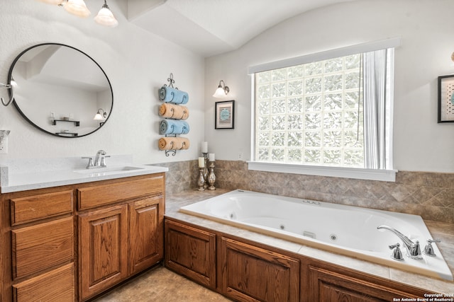 bathroom featuring vanity and tile patterned flooring