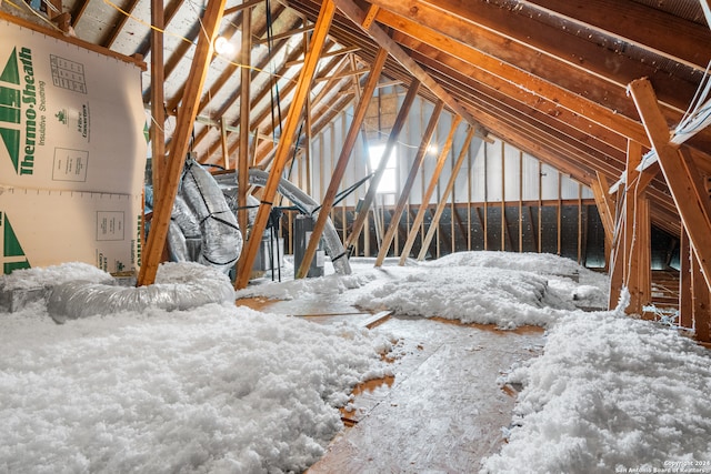 view of unfinished attic