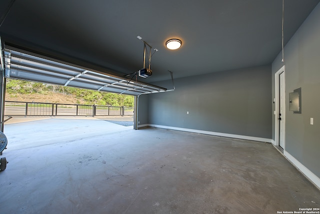 garage with a garage door opener