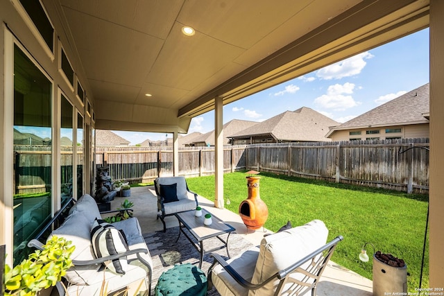 view of patio with an outdoor hangout area