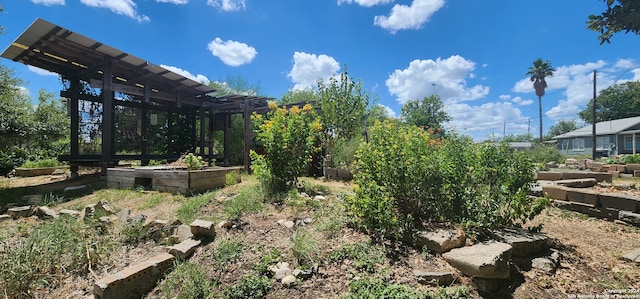 view of yard with a pergola