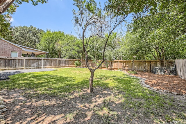 view of yard with a fenced backyard