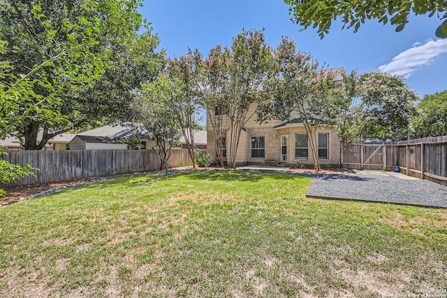 view of yard with a patio area and a fenced backyard