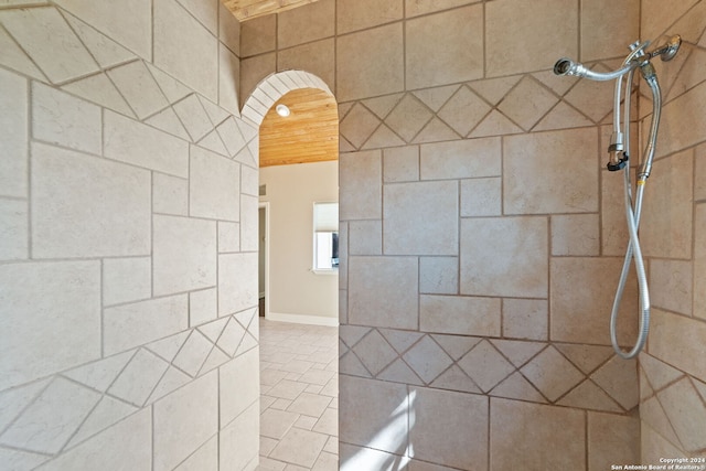 interior details with tiled shower